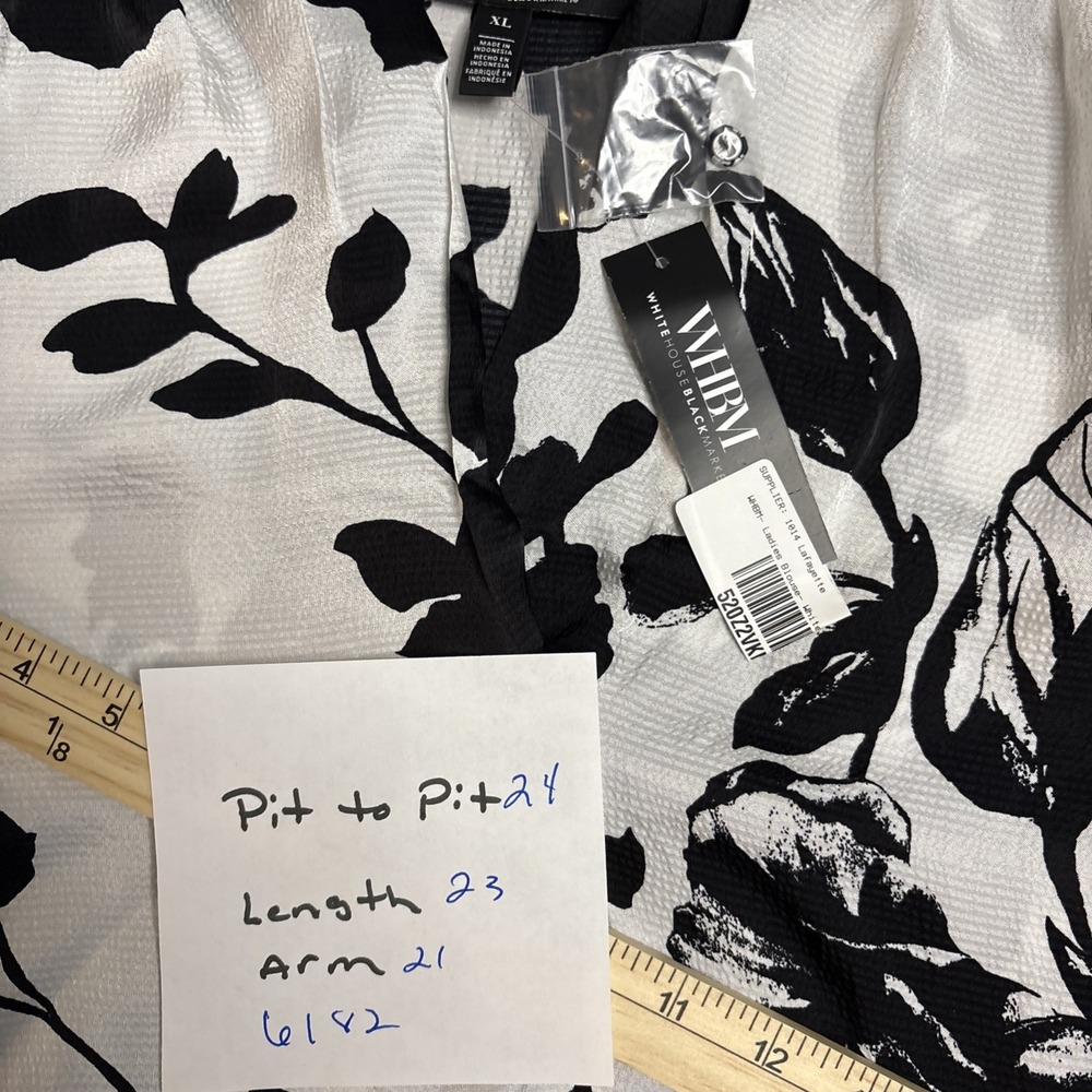 WHITE HOUSE BLACK MARKET Womens Knit TOP Long Sleeve BLACK White Size XL - Picture 7 of 7
